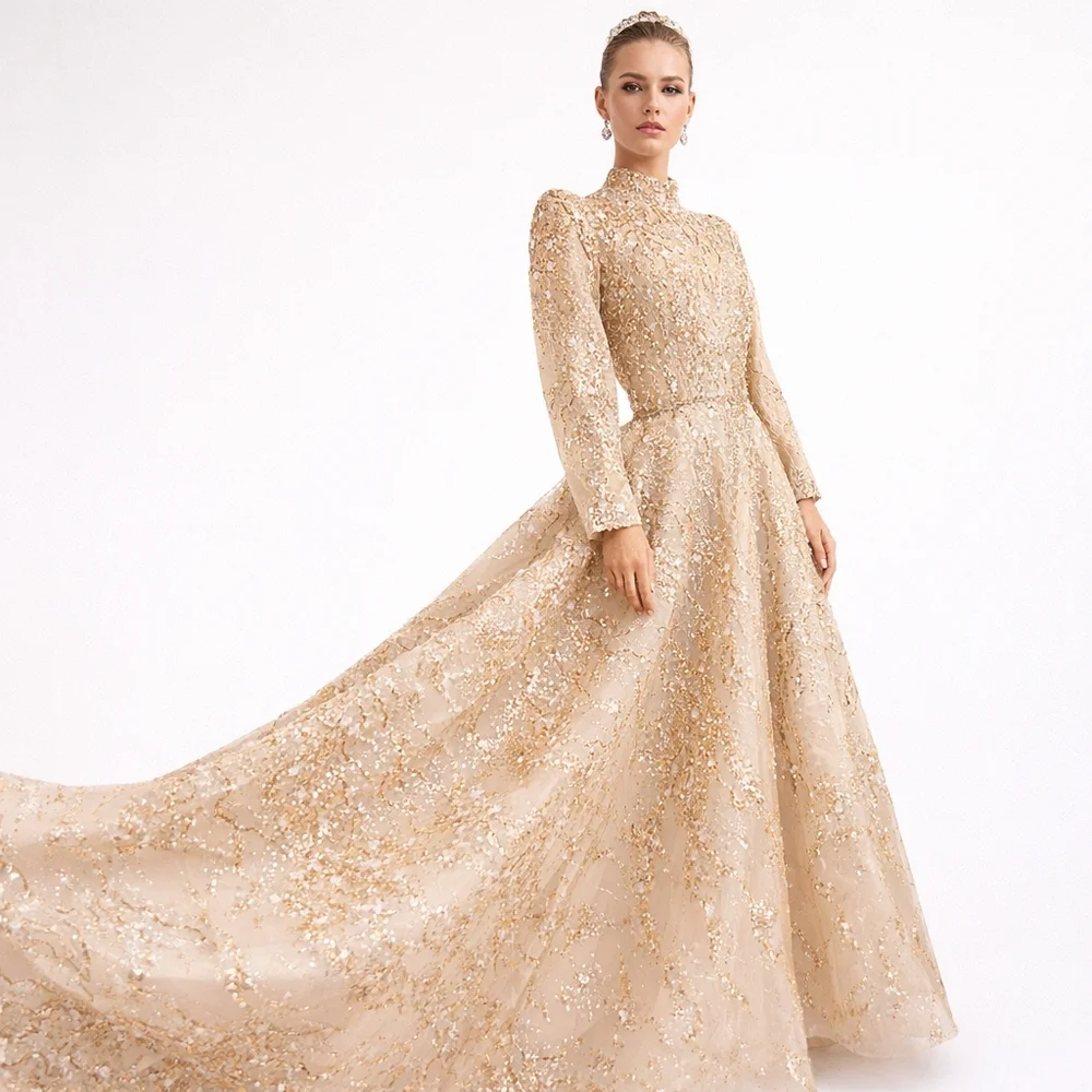 Tony Ward Couture Champagne Beaded Gown Formal Evening Dress Size L MSRP $10,000 - Picture 15 of 16